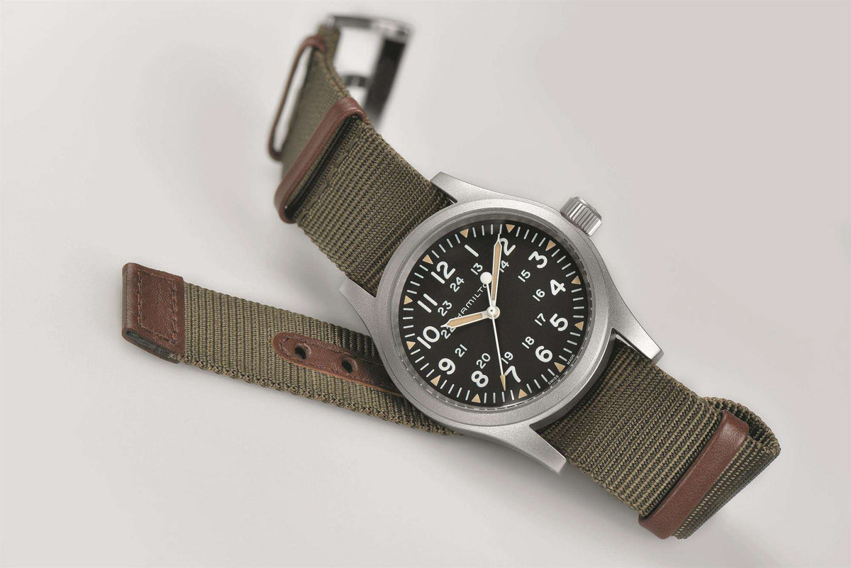 Hamilton Khaki Field Officer Mechanical Grey NATO Strap Men’s Watch H69429931 - WatchNation