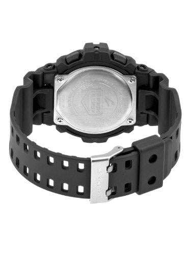 Black men's G-SHOCK watch case back with metal rear plate and link-style strap