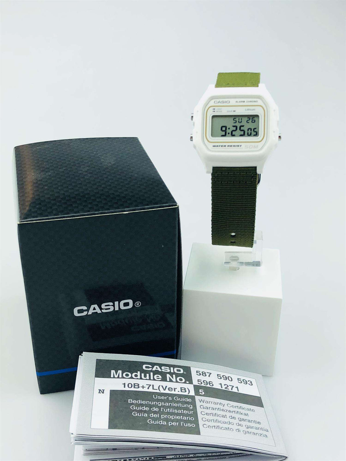 Casio Collection Khaki Fabirc Strap Unisex Alarm Chronograph W-59B-1-3AVEF - WatchNation