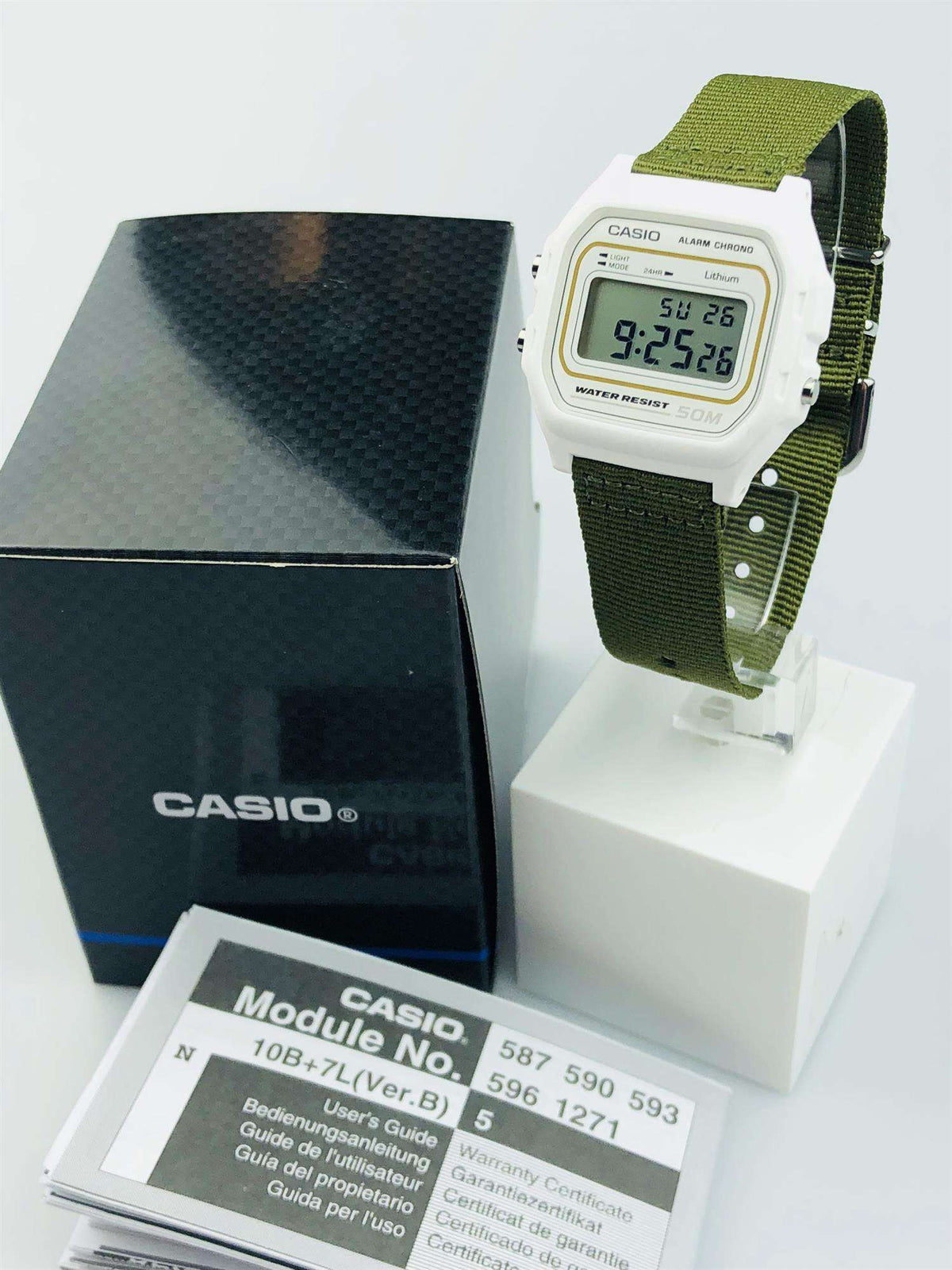 Casio Collection Khaki Fabirc Strap Unisex Alarm Chronograph W-59B-1-3AVEF - WatchNation