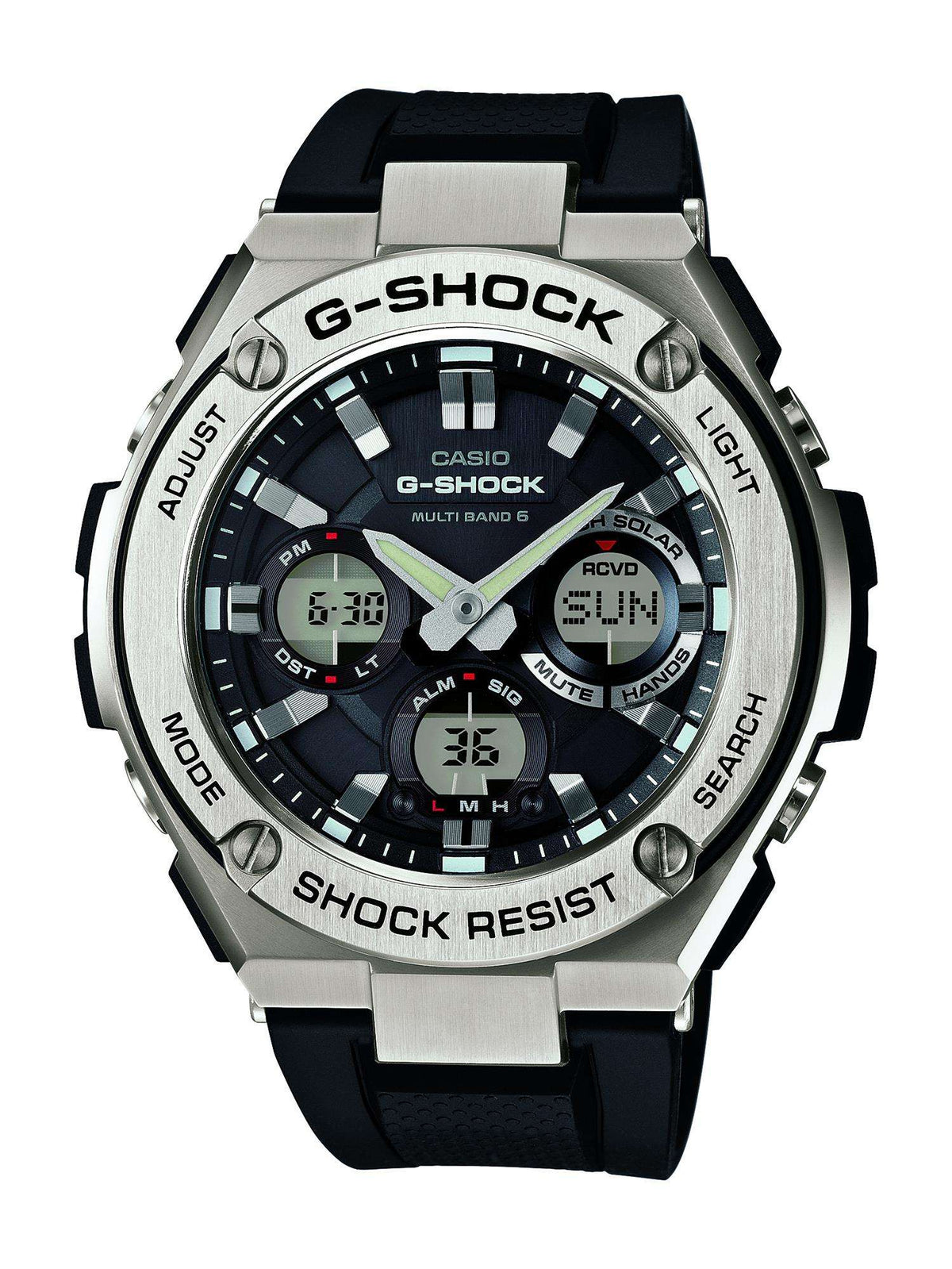 Casio G-Steel Black Silicone Strap Black Dial Men's Alarm Chronograph GST-W110-1AER - WatchNation