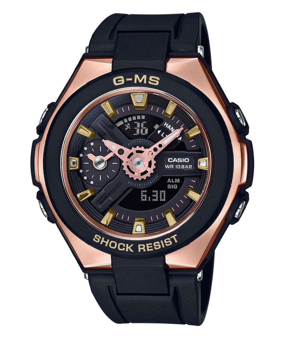 Casio Baby-G G-MS Rose Gold Black Ladies’ Alarm Chronograph MSG-400G-1A1ER - WatchNation