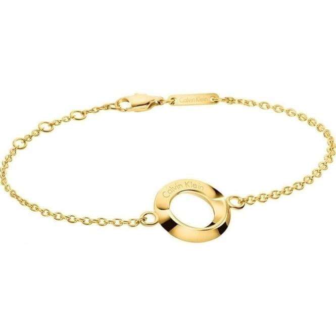 Gold-toned link bracelet with Calvin Klein round clasp and small connector detail