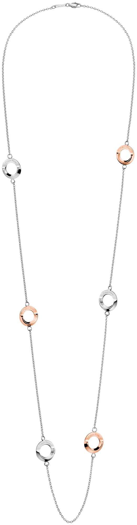 Calvin Klein Beauty rose gold and silver steel ring pendant necklace with circular charms