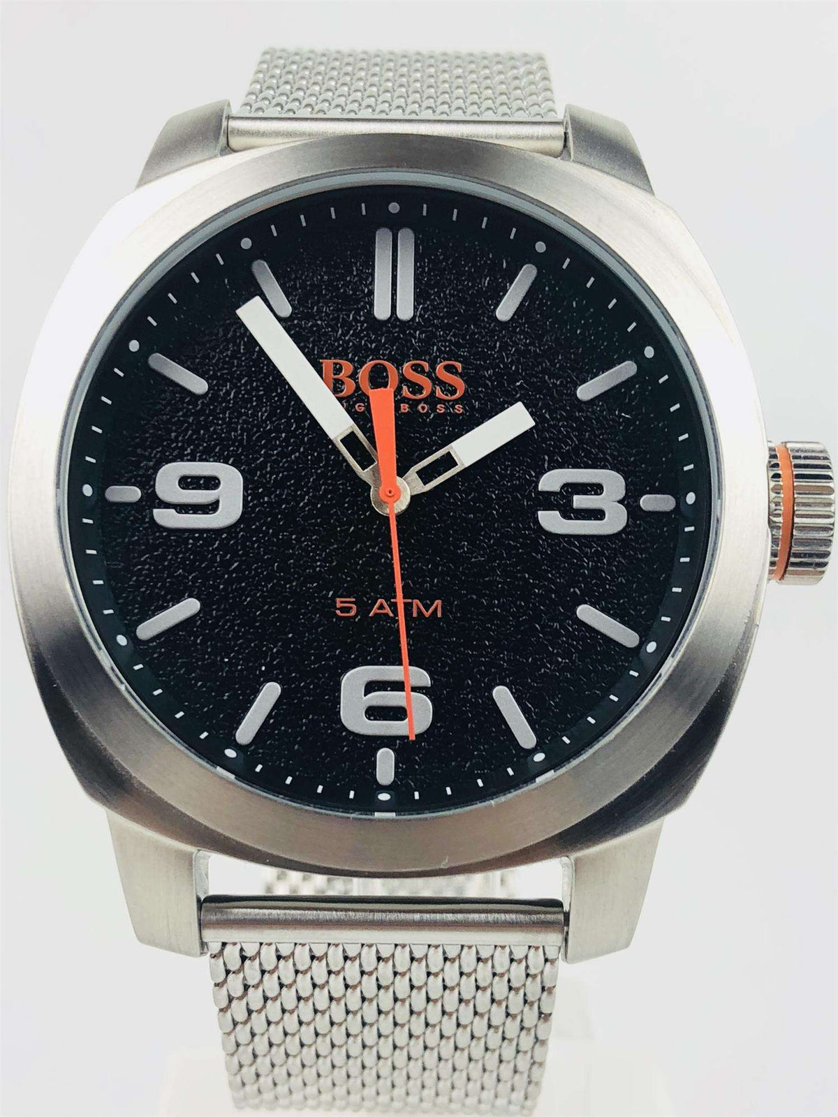 The Watch: Hugo Boss Orange Cape Town Stainless Steel Mesh Strap Stainless Steel Case Men’s Watch 1550013In a homage to the mountainous city from which it takes its name, this Hugo Boss Orange Cape Town Stainless Steel Men’s Watch (1550013) features a confident stainless steel mesh bracelet and case, with a sleek and contemporary dial design ensuring this sense of adventure is underpinned by the Hugo Boss design ethos. Key Features:Quartz MovementBlack DialStainless Steel Mesh BraceletWater Resistant t