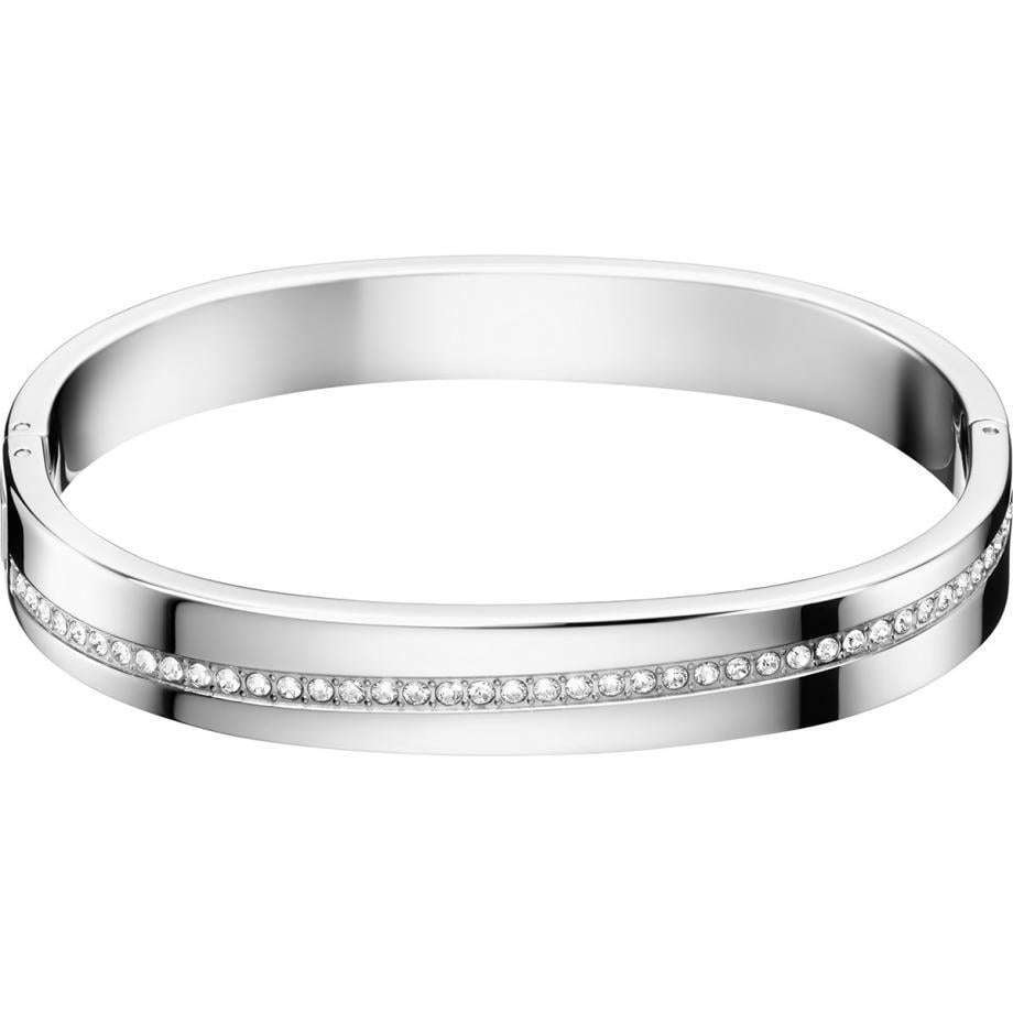 Calvin Klein silver stainless steel bangle bracelet with diamante row