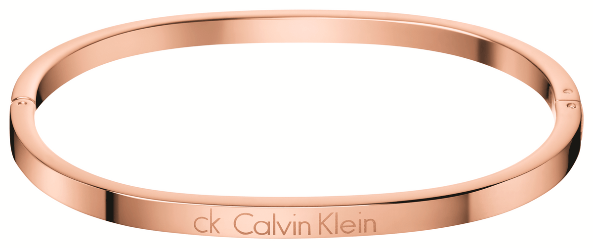 Rose gold plated Calvin Klein bangle with 'ck Calvin Klein' engraving
