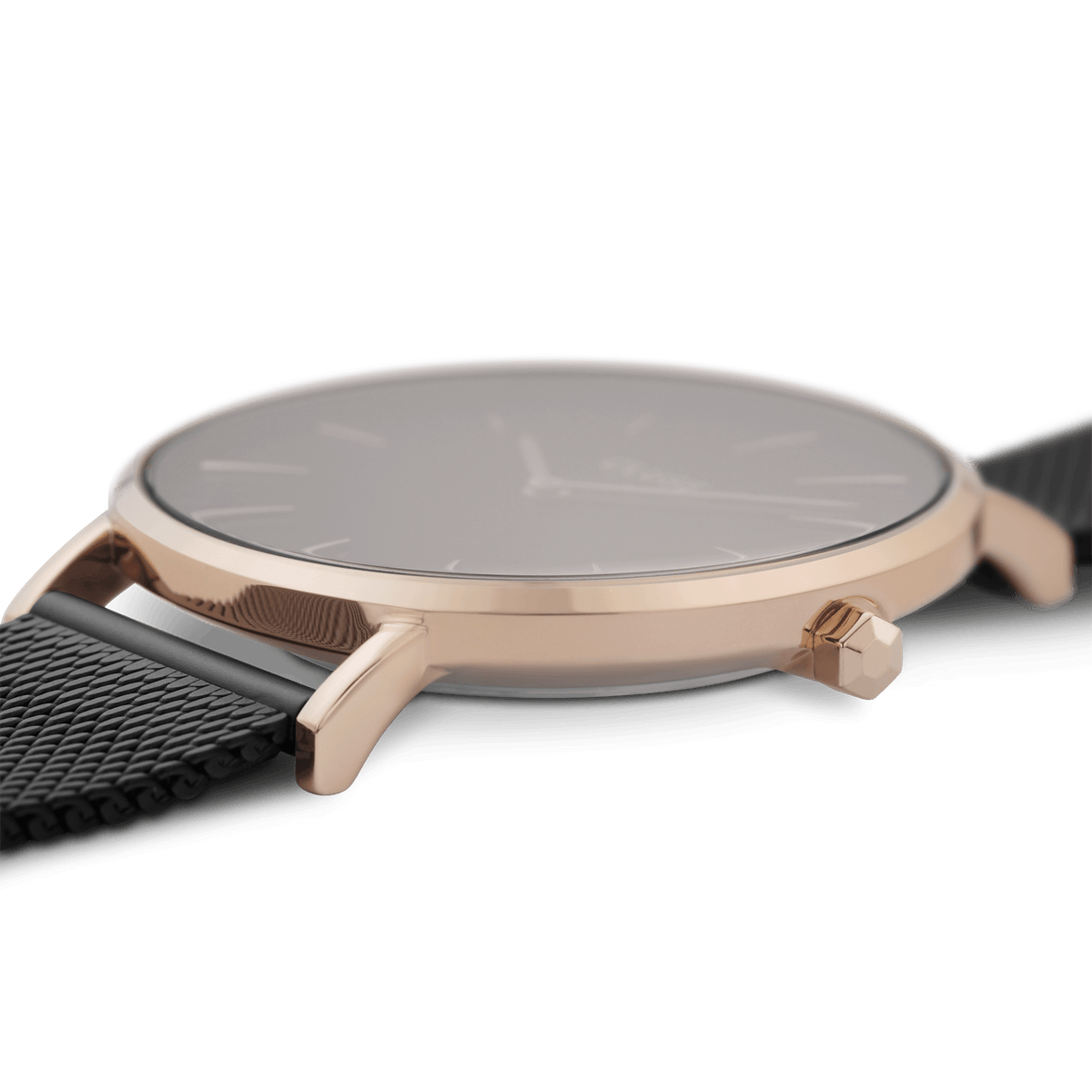 CLUSE La Boheme Rose Gold PVD Stainless Steel Black Silicone Strap Ladies Watch CW0101201010