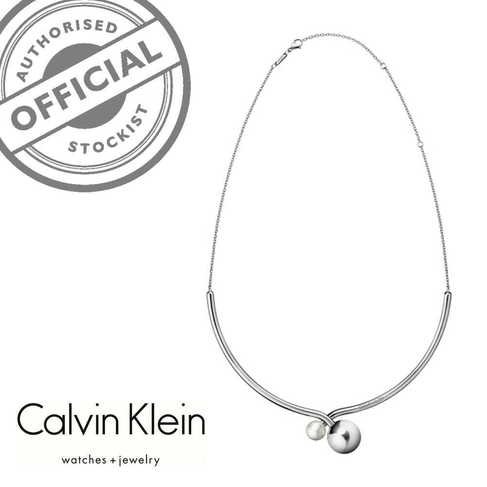 Silver stainless steel choker necklace with curved bar and two round beads, full view