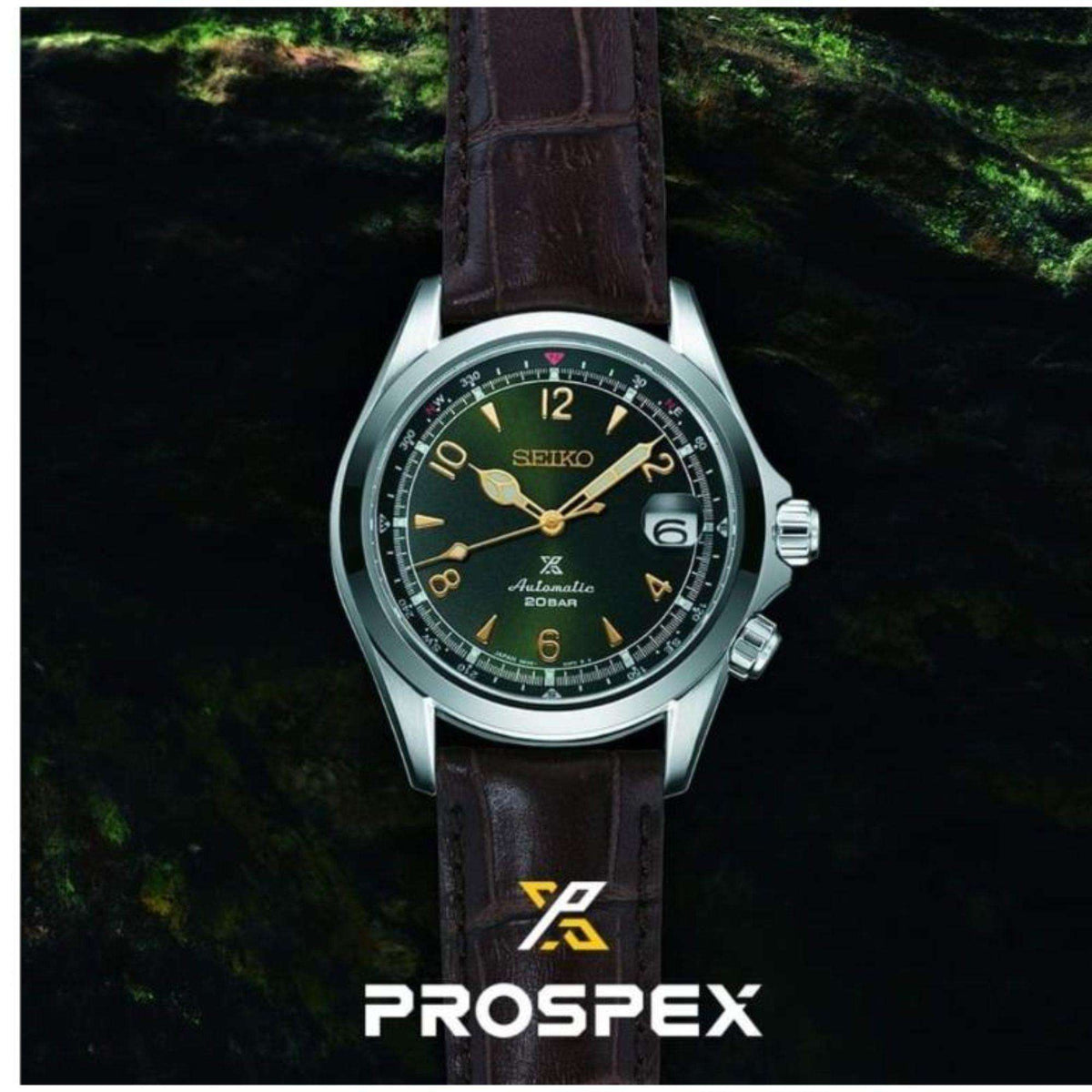 Seiko Prospex Alpinist Automatic Green Dial Brown Leather Strap Men's Watch SPB121J1