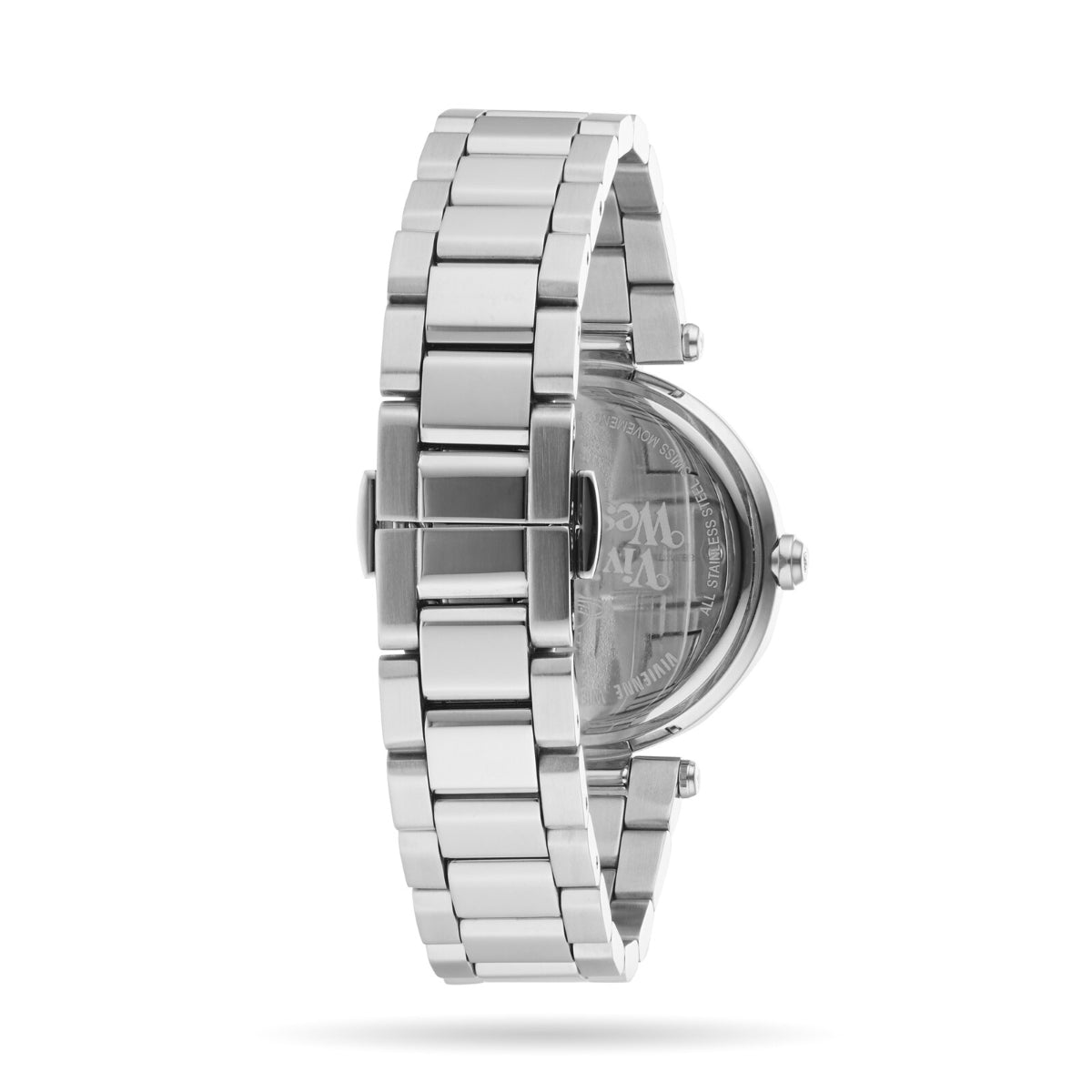 Vivienne Westwood Montagu VV206BLSL rear view displaying the steel bracelet clasp construction