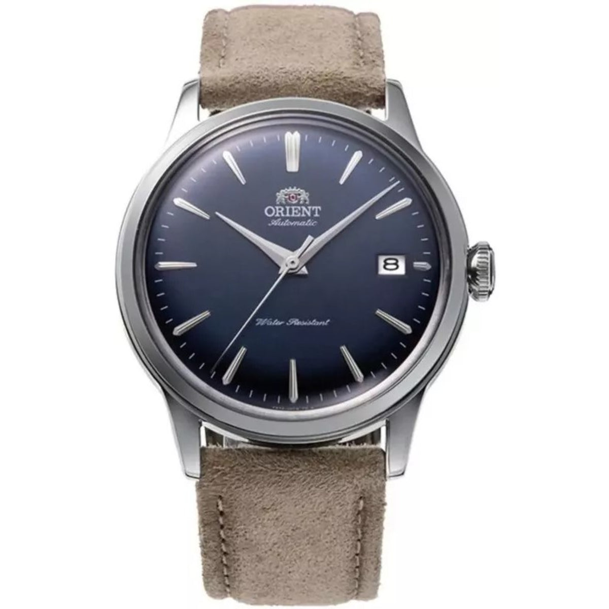 Orient Bambino 38mm Blue Dial automatic watch RA-AC0M12L30B front view