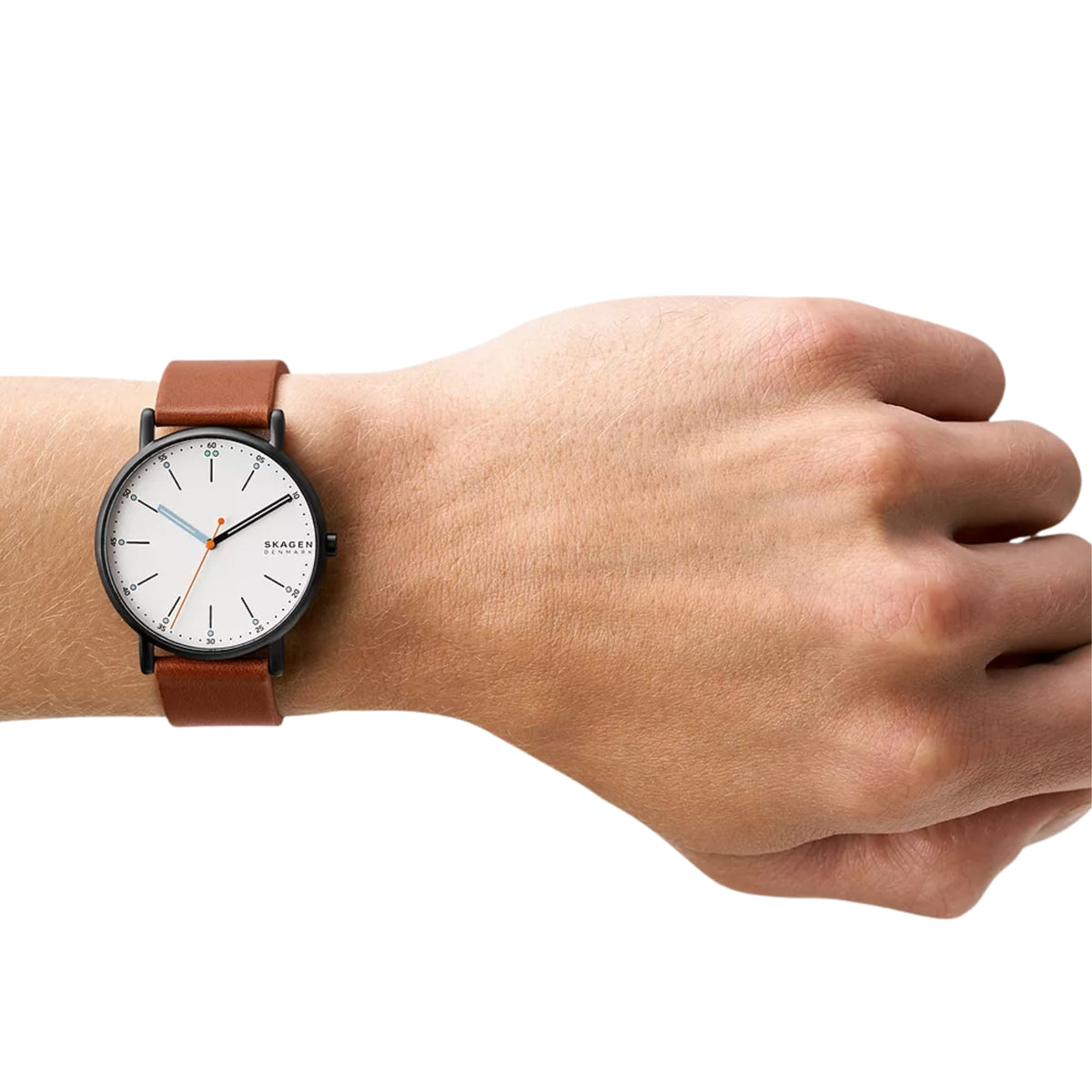 Skagen Signatur Brown Leather Strap White Dial Men’s Watch SKW6374