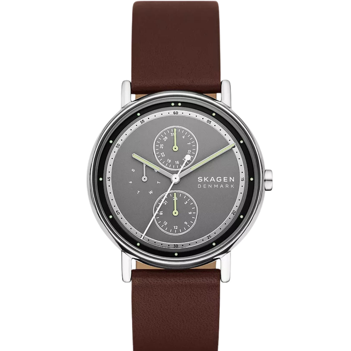 Skagen Signatur Multifunction Grey Dial Leather Strap Men's Watch SKW6941