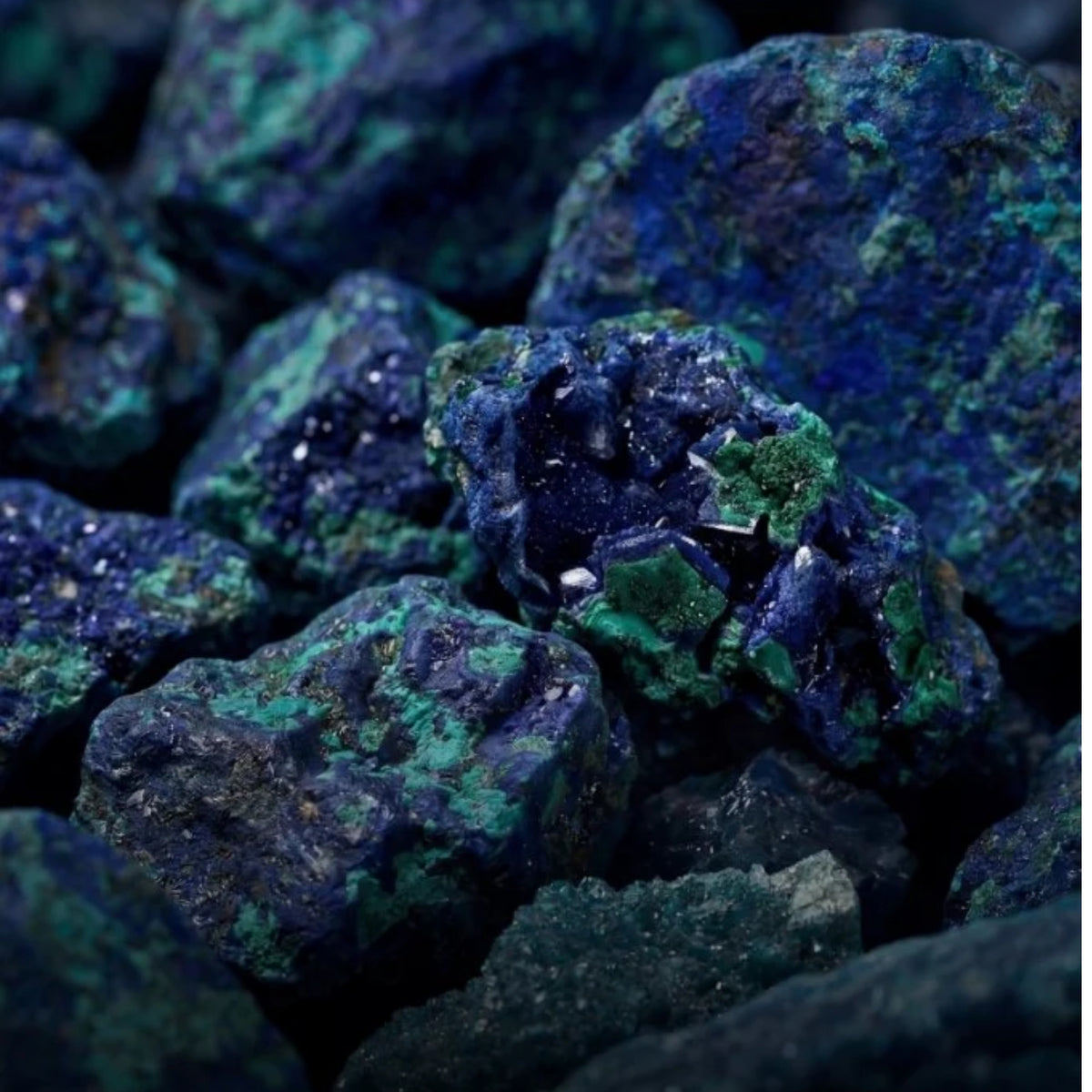 Nivada Grenchen F77 68056A77 macro shot of natural raw azurite stone texture