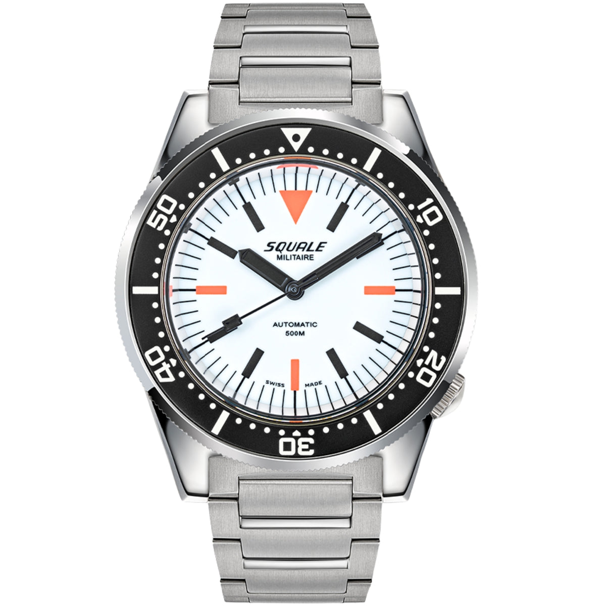 Squale 1521 Full Luminous Militaire 42mm White Dial Steel Mens Automatic Watch 1521FUMIWT.SQ20B