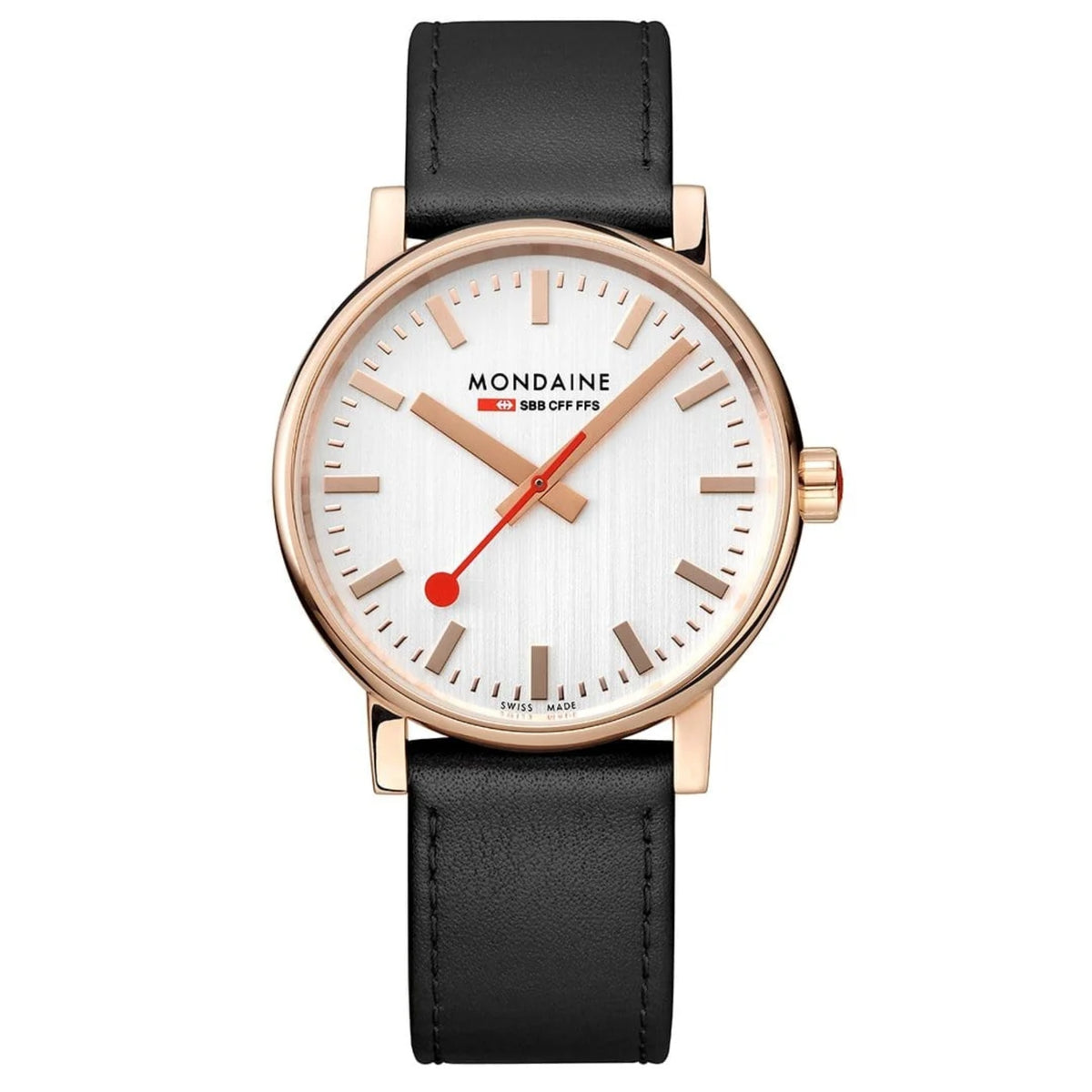 Mondaine Evo2 40mm White Dial Leather Quartz Watch MSE.40112.LB
