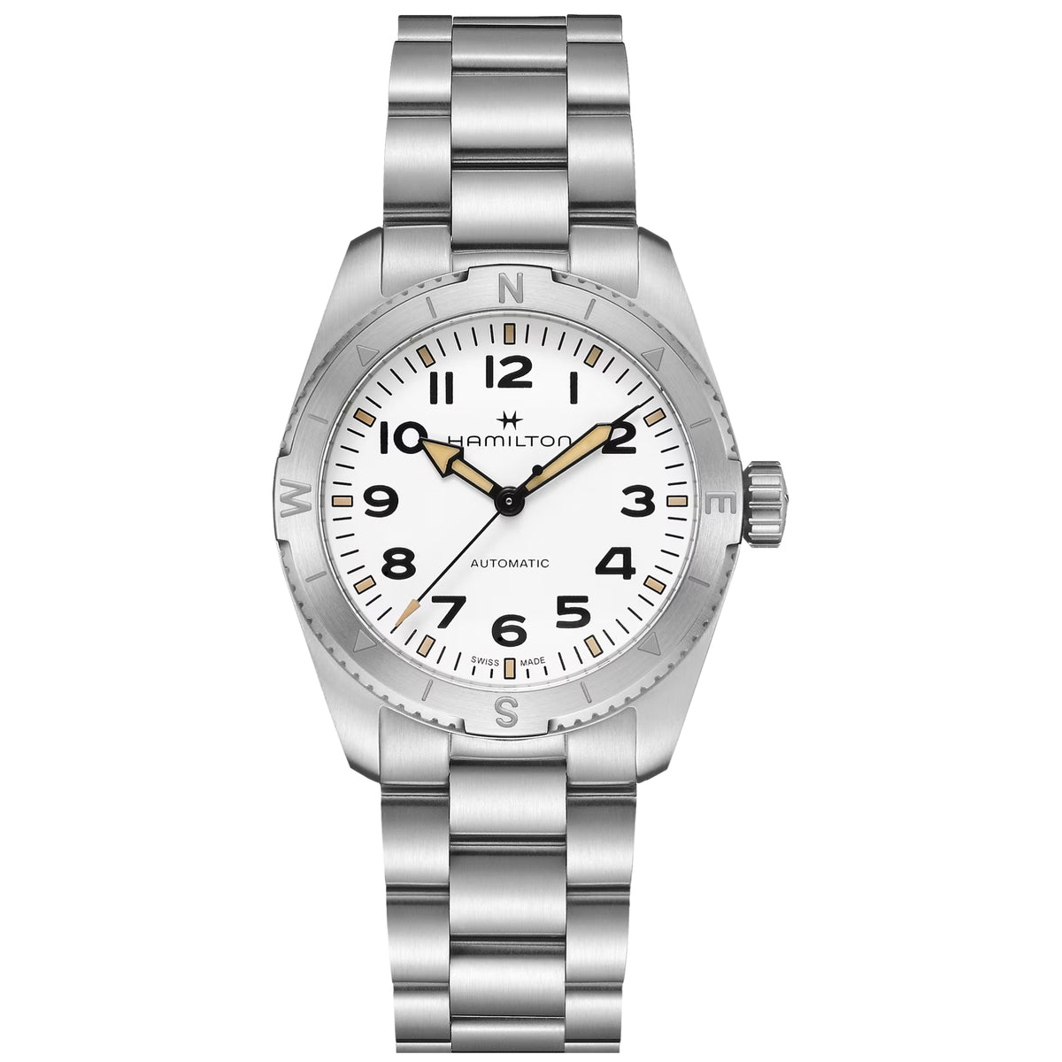 Hamilton Khaki Field 37mm Expedition Quadrante Bianco Cassa in Acciaio Orologio Automatico H70225110