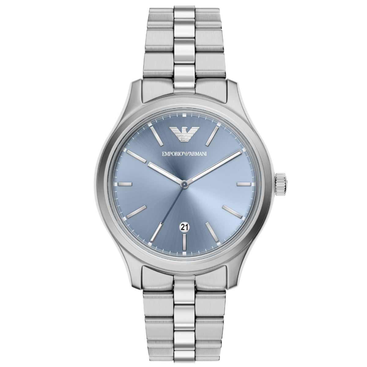 Emporio Armani Dario 41mm AR11748 light blue dial front view