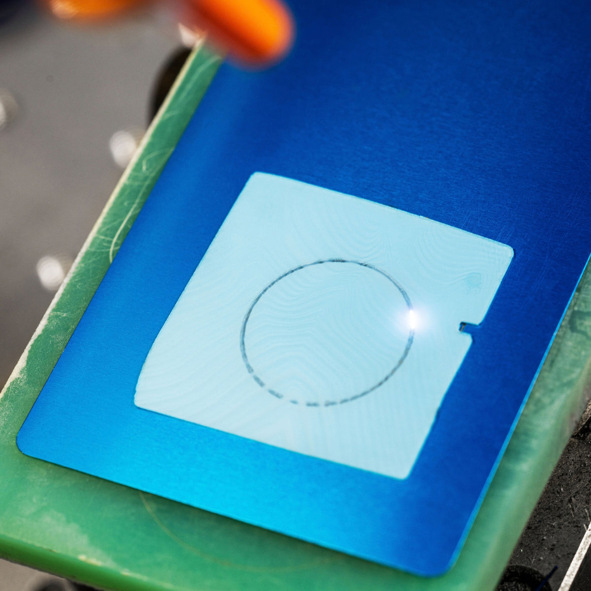 Nivada Grenchen F77 68061A77-DR precision laser cutting process of ice agate dial component