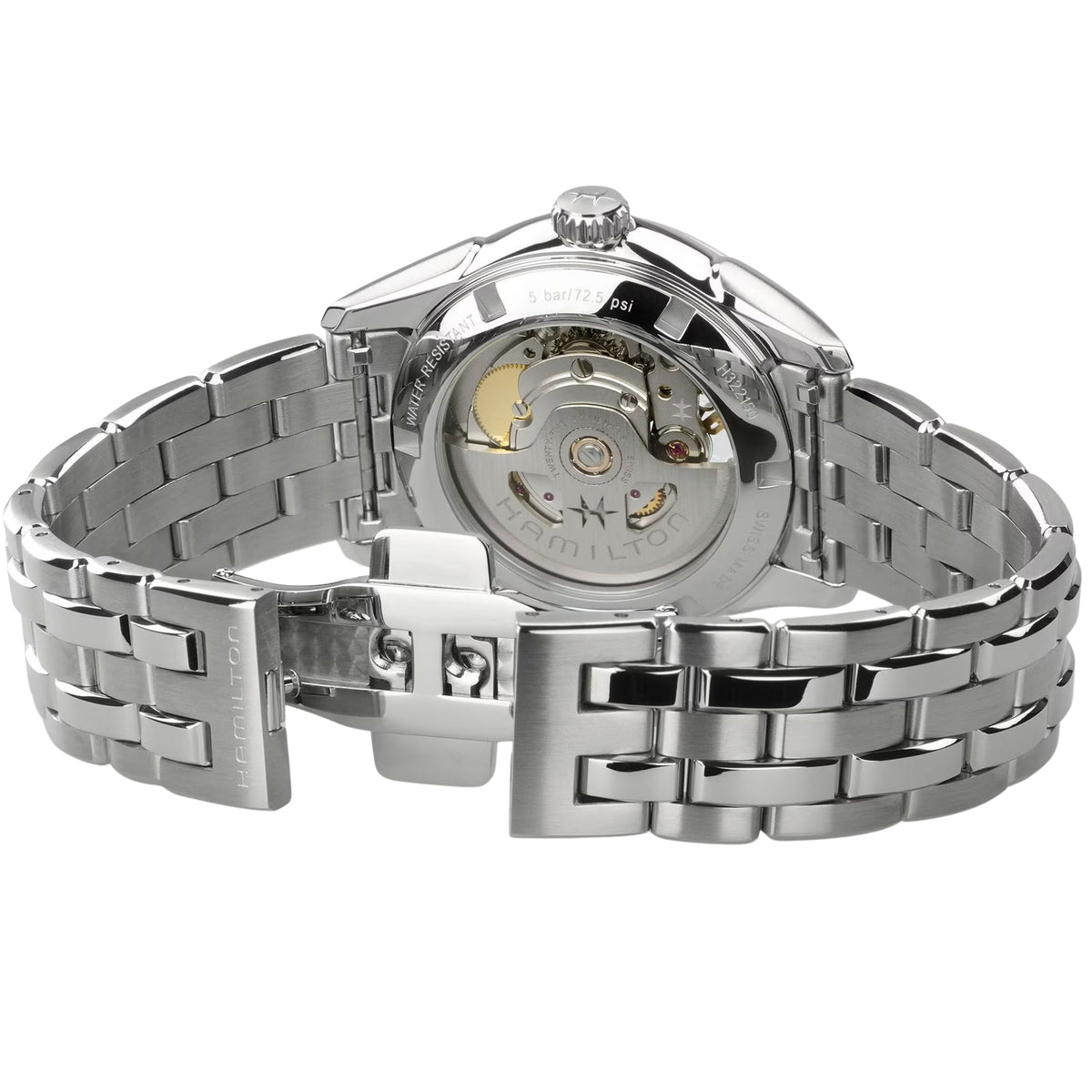 Montre automatique Hamilton Jazzmaster 36mm cadran bleu cœur ouvert acier H32215142
