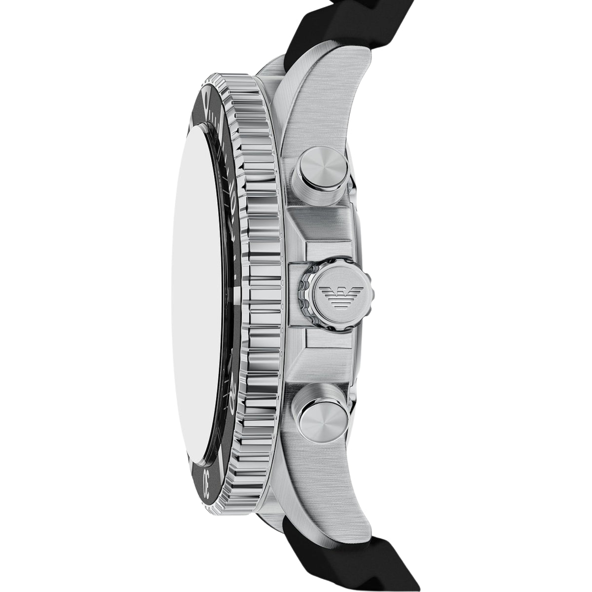 Emporio Armani World Explorer 43mm Solar Chronograph Black Dial Silicone Mens Quartz Watch AR11830