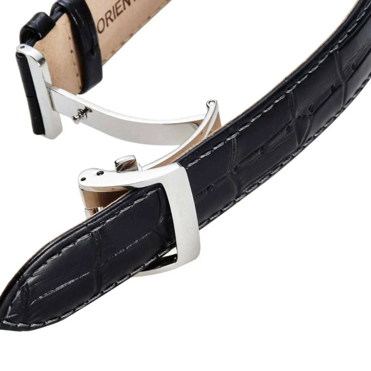 Orient Bambino 42.5mm Sun & Moon Black Dial Leather Mens Automatic Watch RA-AK0010B30B