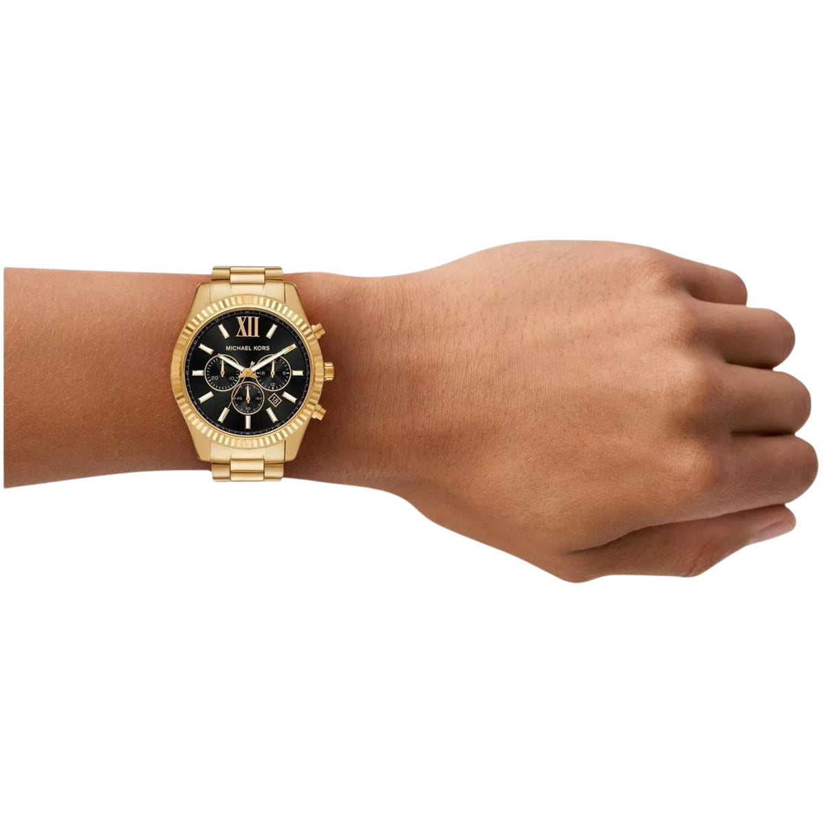 Michael Kors Lexington MK9245SET black dial chronograph watch lifestyle view on wrist