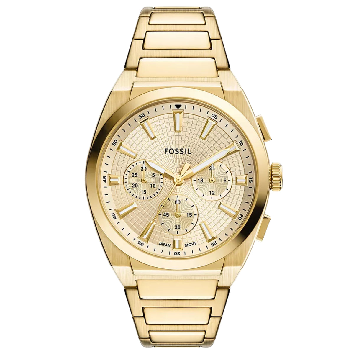 Fossil Everett 44mm FS6119 chronograph gold dial front view
