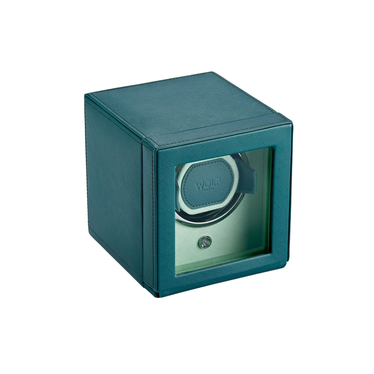 WOLF Cub Seltzer Teal Single Watch Winder with Cover 461140