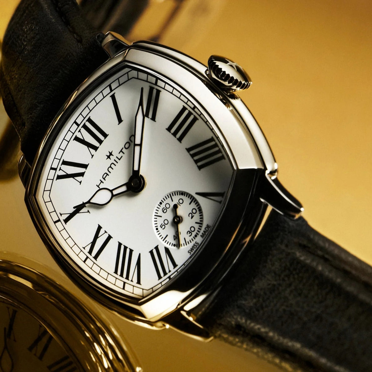 Hamilton American Classic Cushion Mechanical 30mm White Dial Leather Manual-Wind Watch H36109710