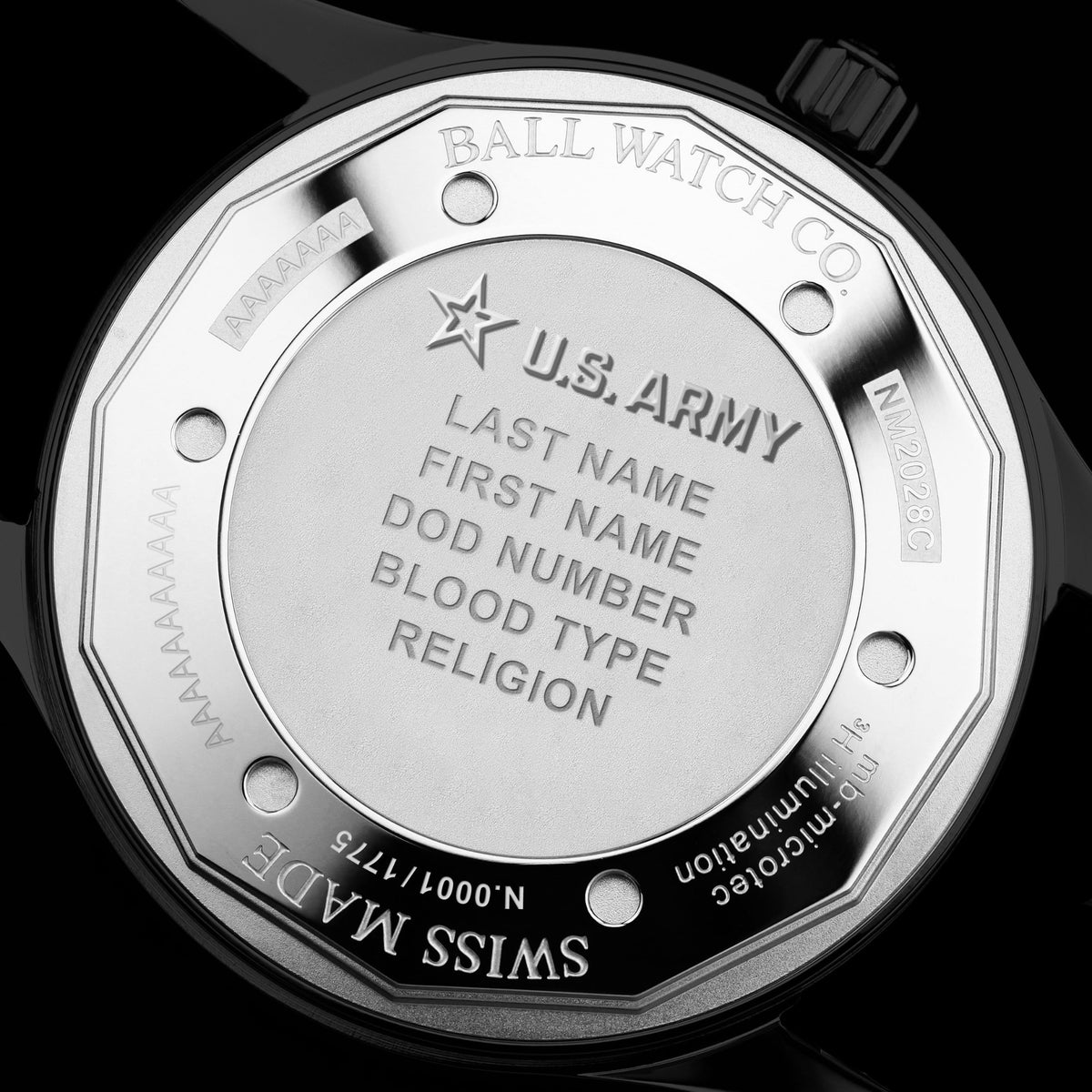 BALL Engineer III 'Army' 43mm Limited Edition Black Dial Rubber Mens Automatic Watch NM2028C-P49C-BK