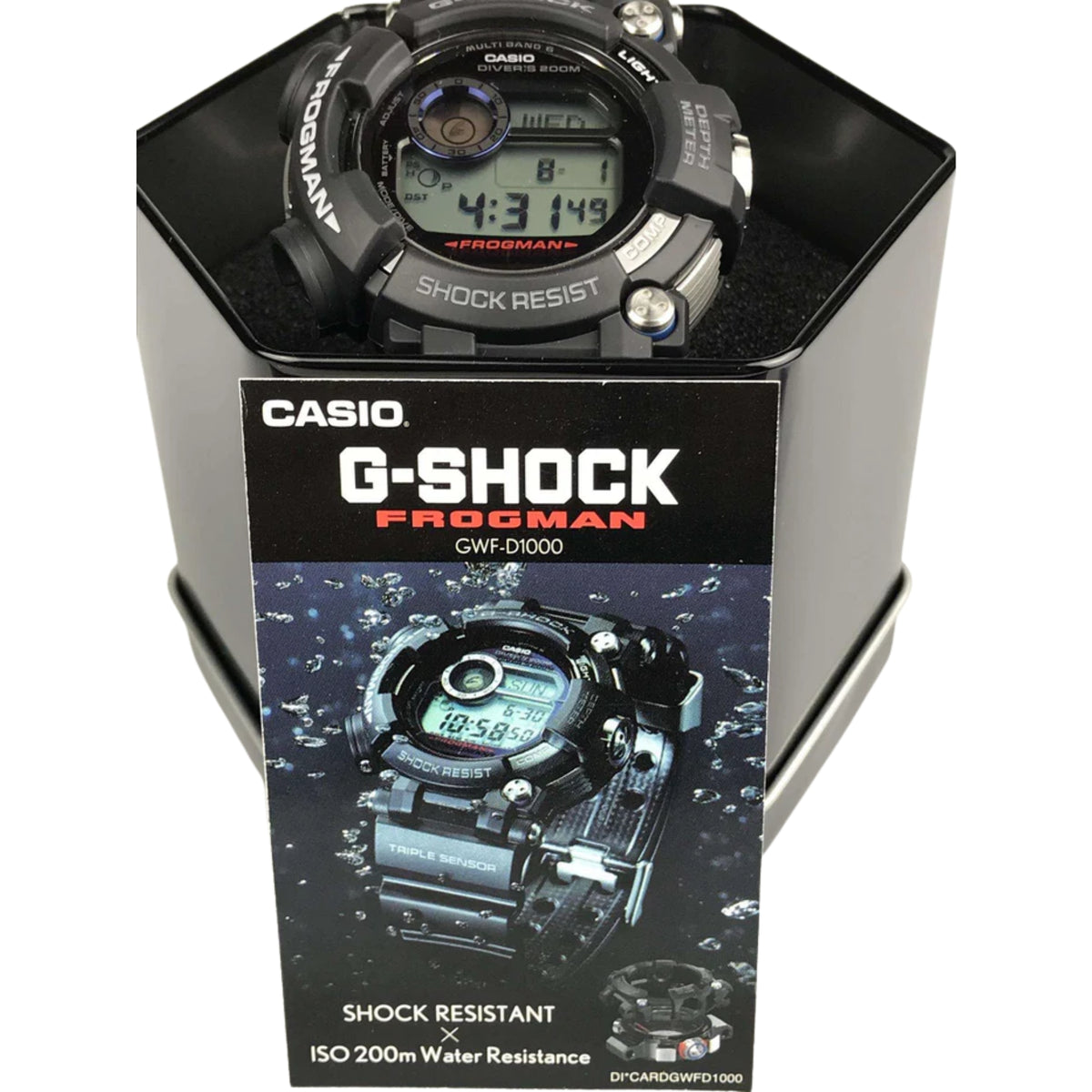 G-Shock Frogman men's watch in retail box with black resin band