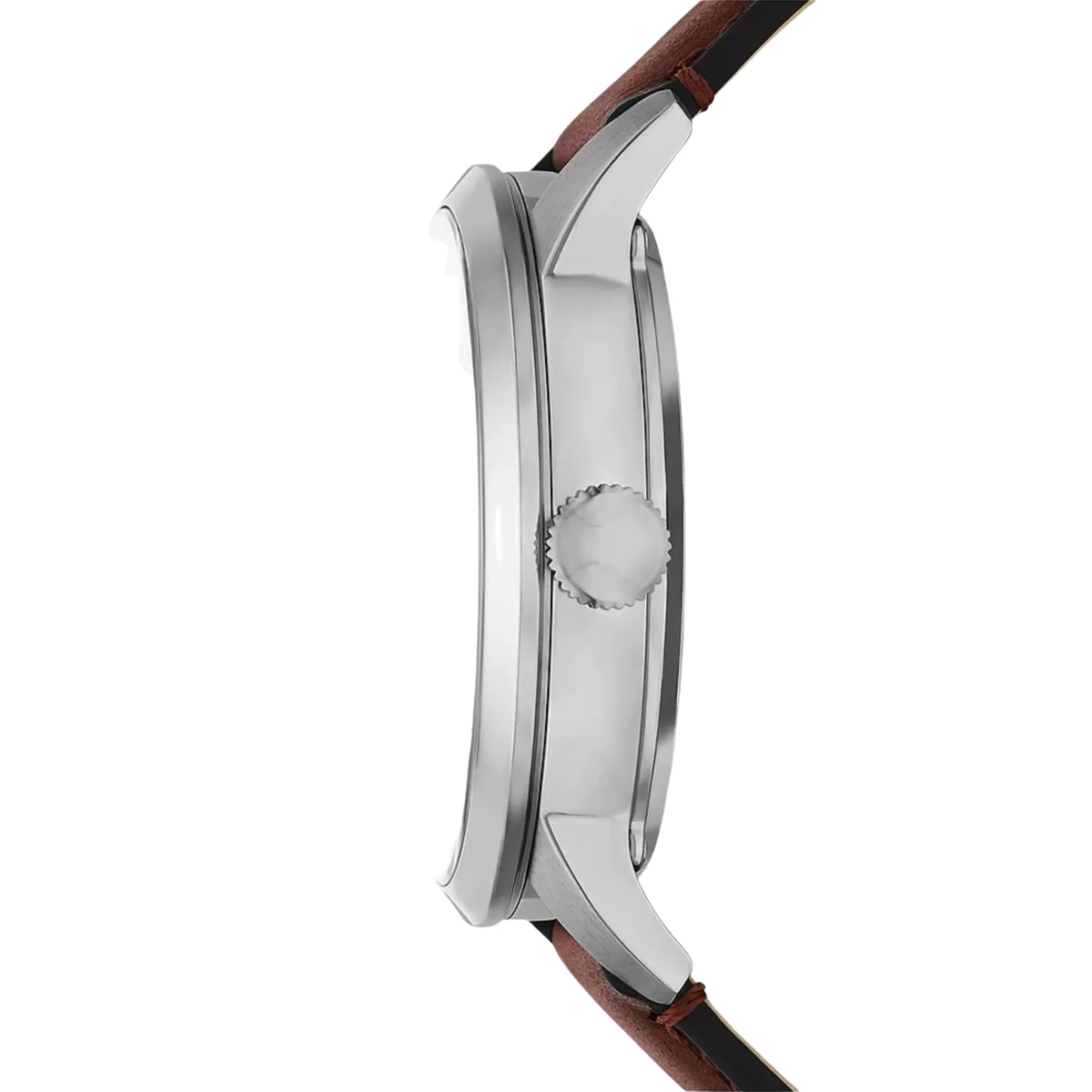 Fossil Townsman 44mm Skeleton Silver Dial Leather Mens Automatic Watch ME3267 stainless steel case side profile