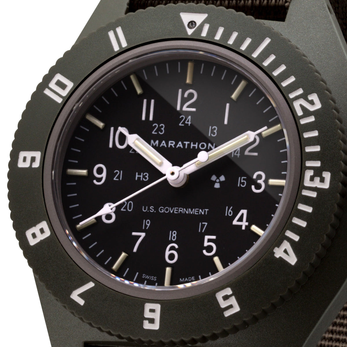 Orologio da uomo Marathon Pilot's Navigator Sage Green quarzo quadrante nero WW194001SG-0002
