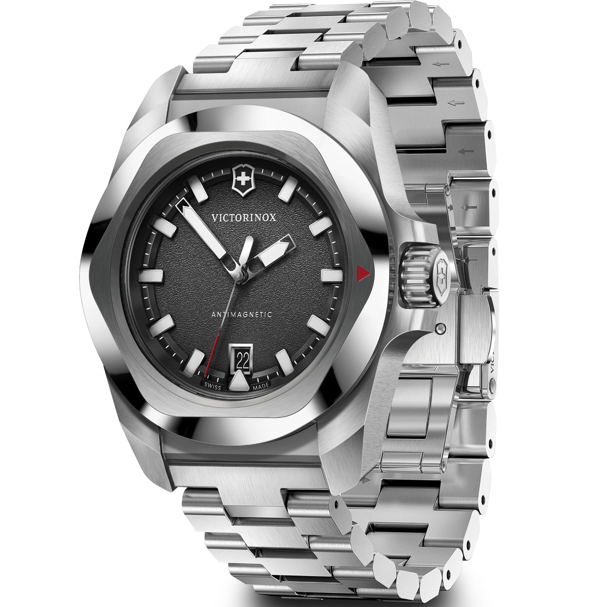 Victorinox I.N.O.X. 41mm Quartz black dial steel bracelet watch 242030