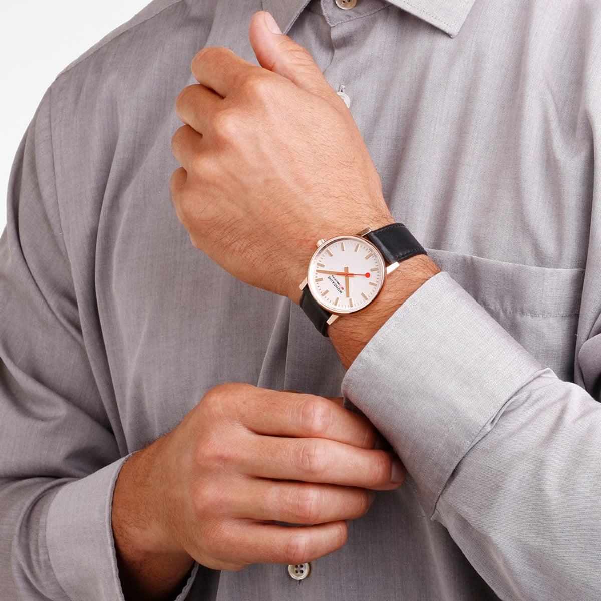 Mondaine Evo2 40mm White Dial Leather Quartz Watch MSE.40112.LB