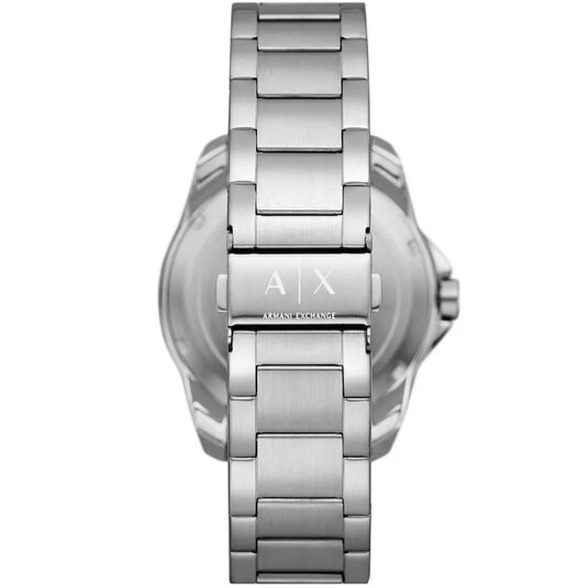 Stainless steel watch bracelet and case, engraved A|X logo on dial side