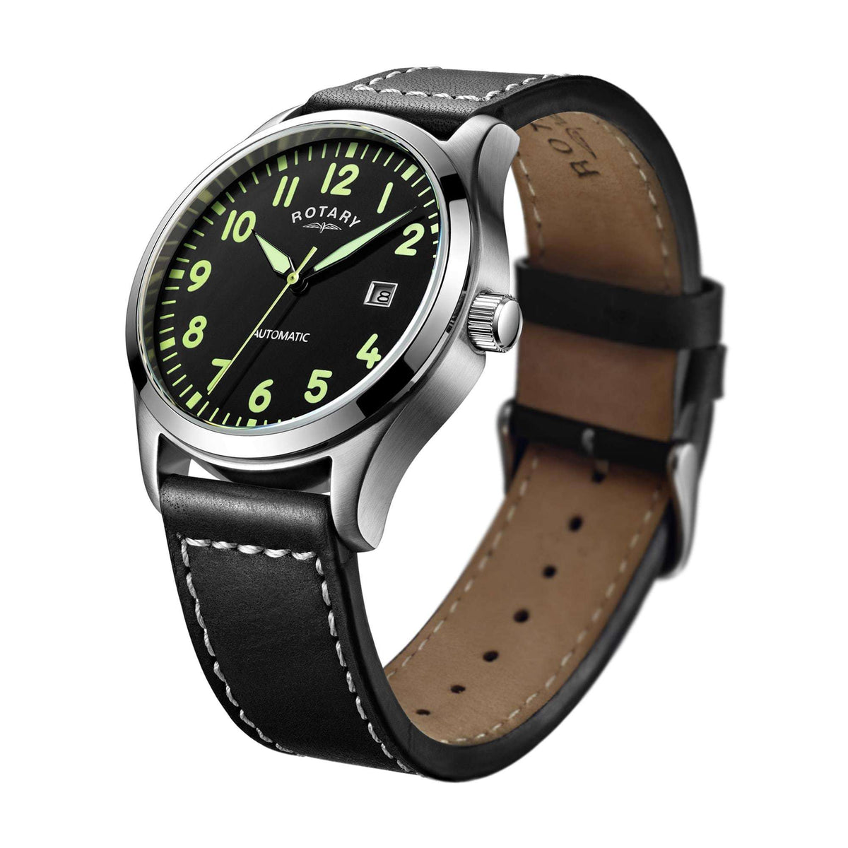 Rotary Classic Stainless Steel Black Men’s Automatic Watch - WatchNation