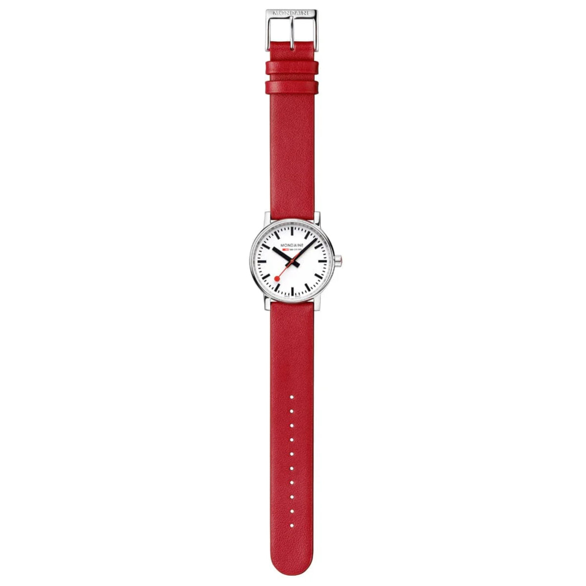 Mondaine Evo2 MSE.35110.LCV full vertical layout showing watch face and strap