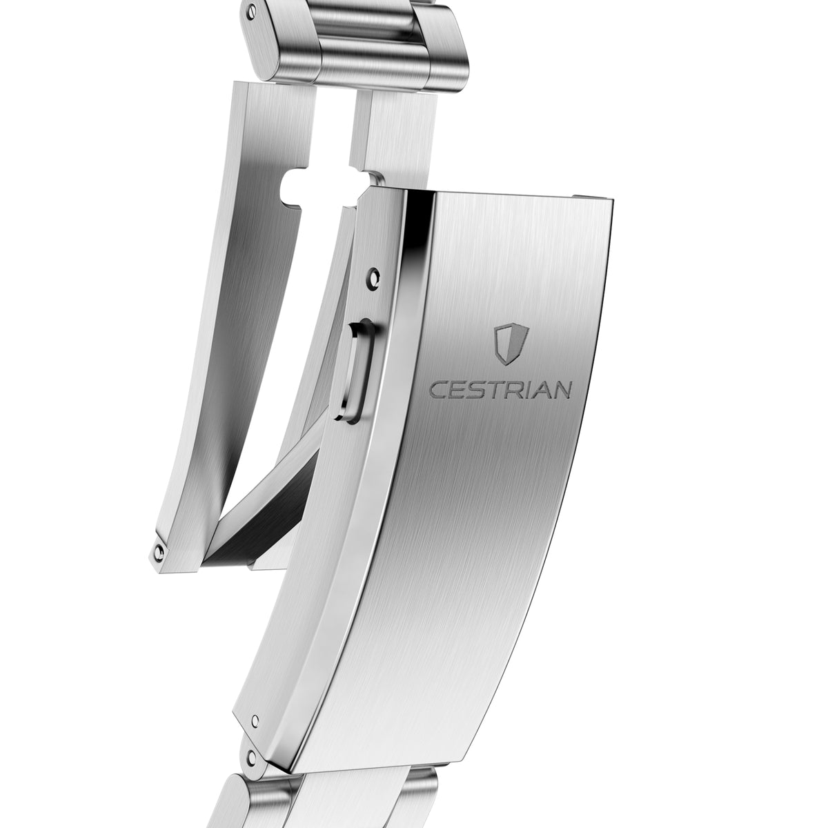 Stainless steel automatic men's watch with bracelet and brushed metal caseback