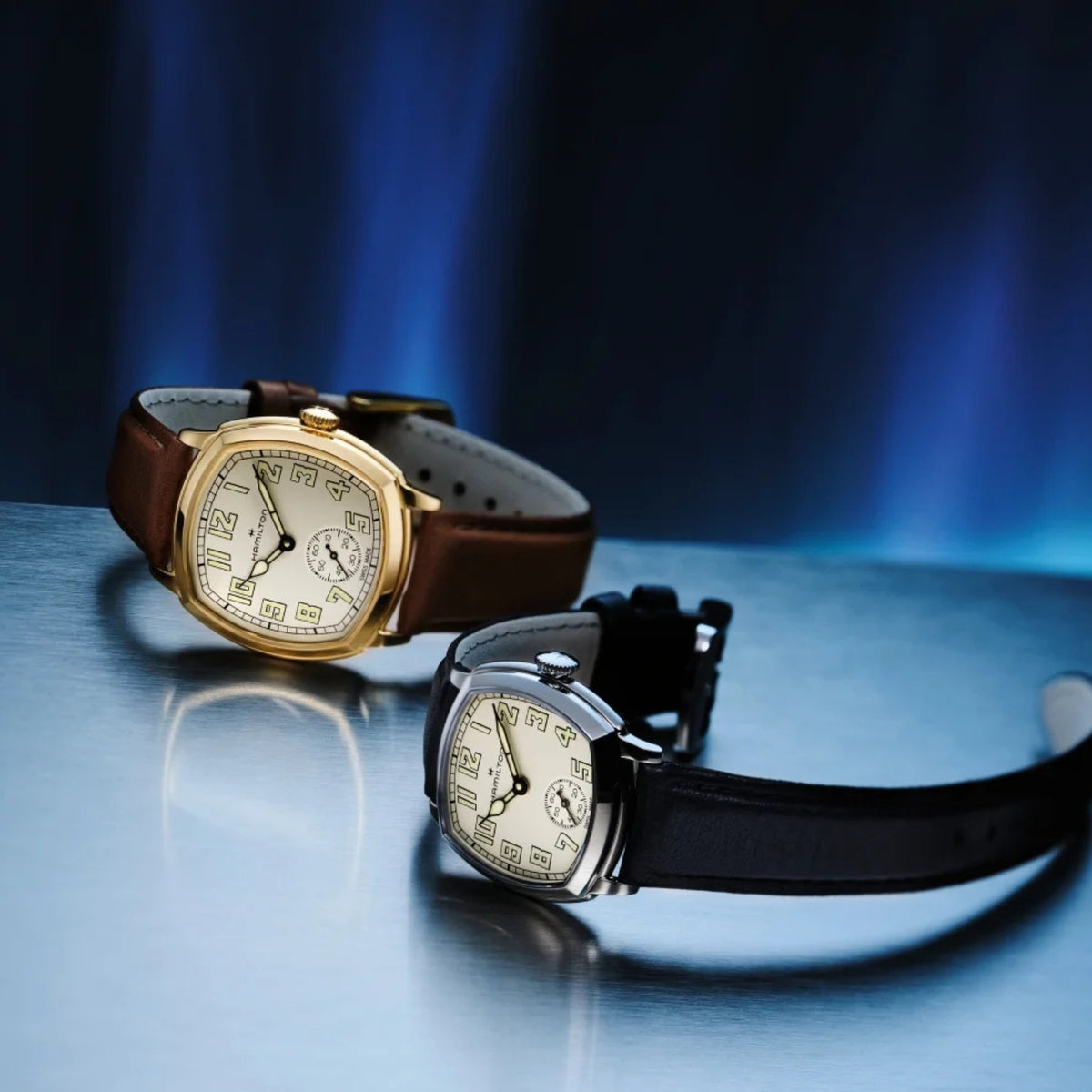 Hamilton American Classic Cushion Mechanical 30mm Beige Dial Leather Manual-Wind Watch H36109720