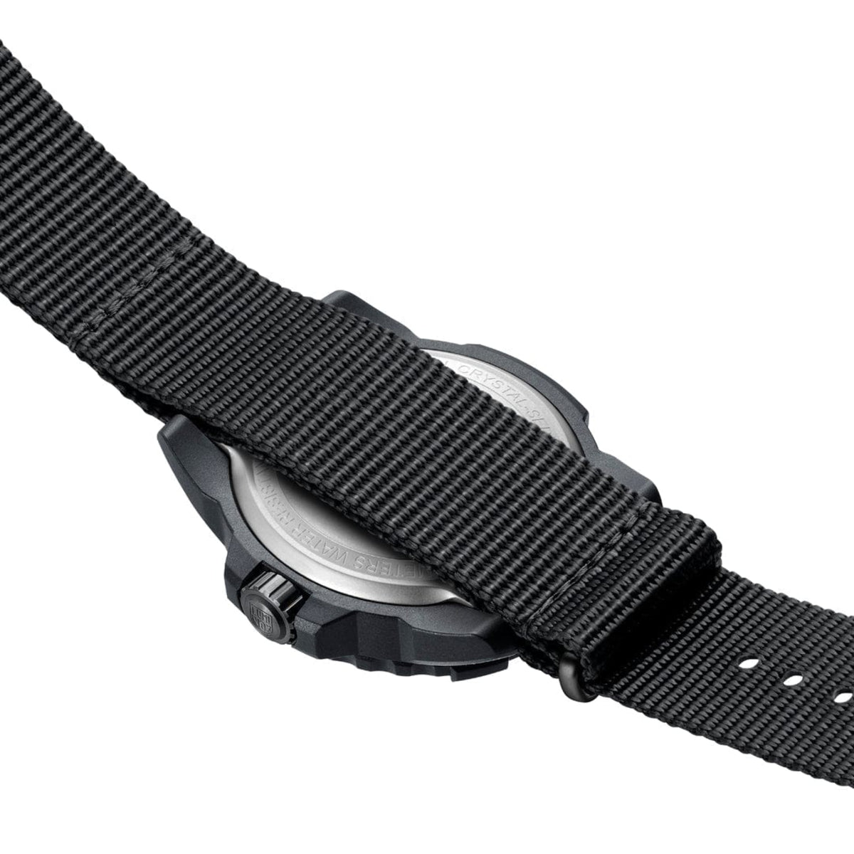 Luminox Navy SEAL Foundation watch with textured black fabric strap and black case