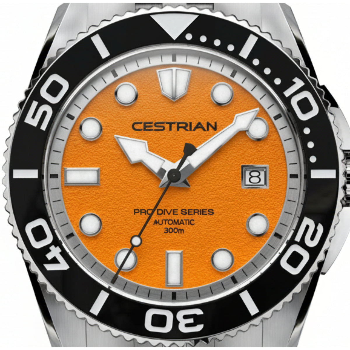 Cestrian Pro Dive Series CP-ORB00 textured orange dial close up