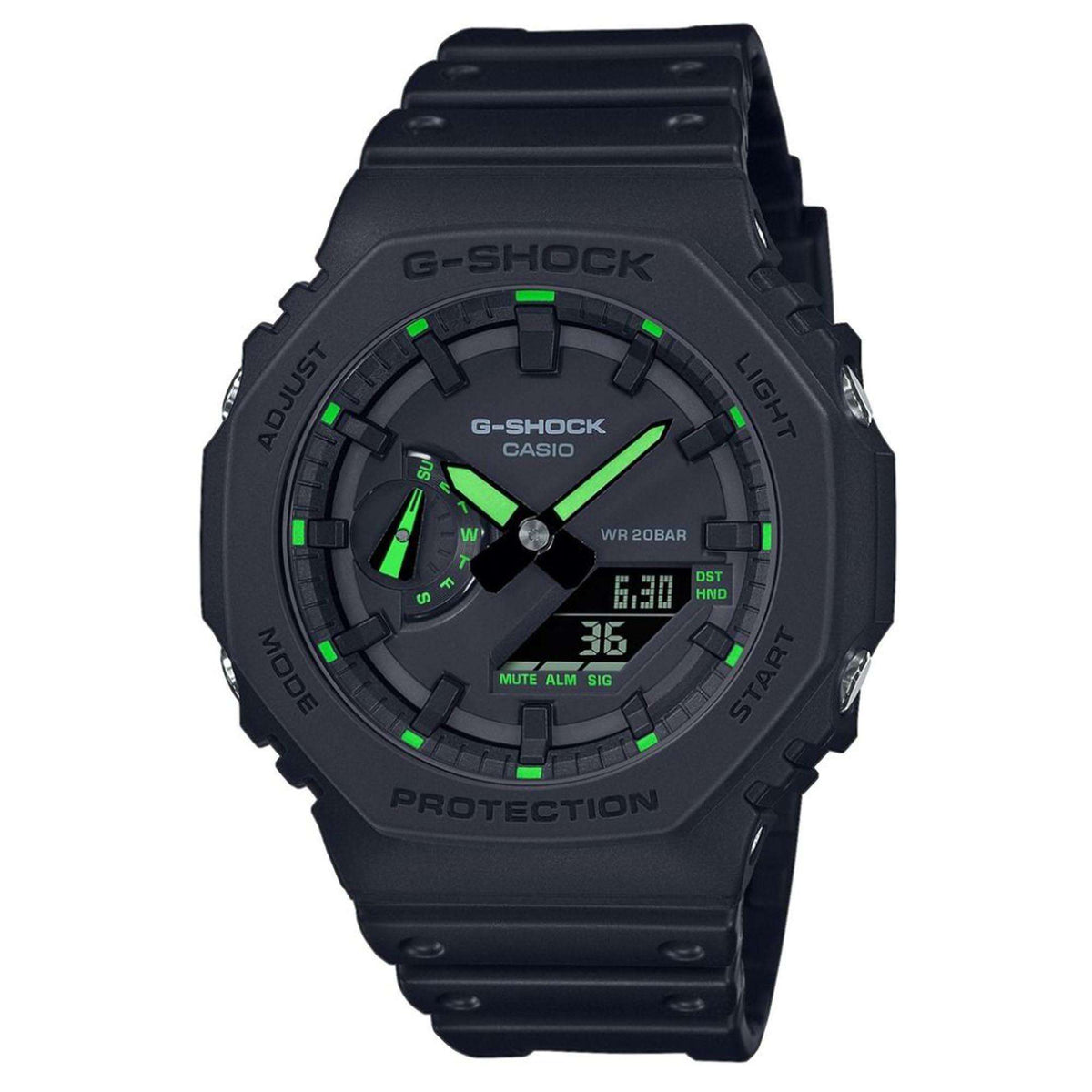 Casio G-Shock Octagon Quartz Black Dial Resin Strap Mens Watch GA-2100-1A3ER