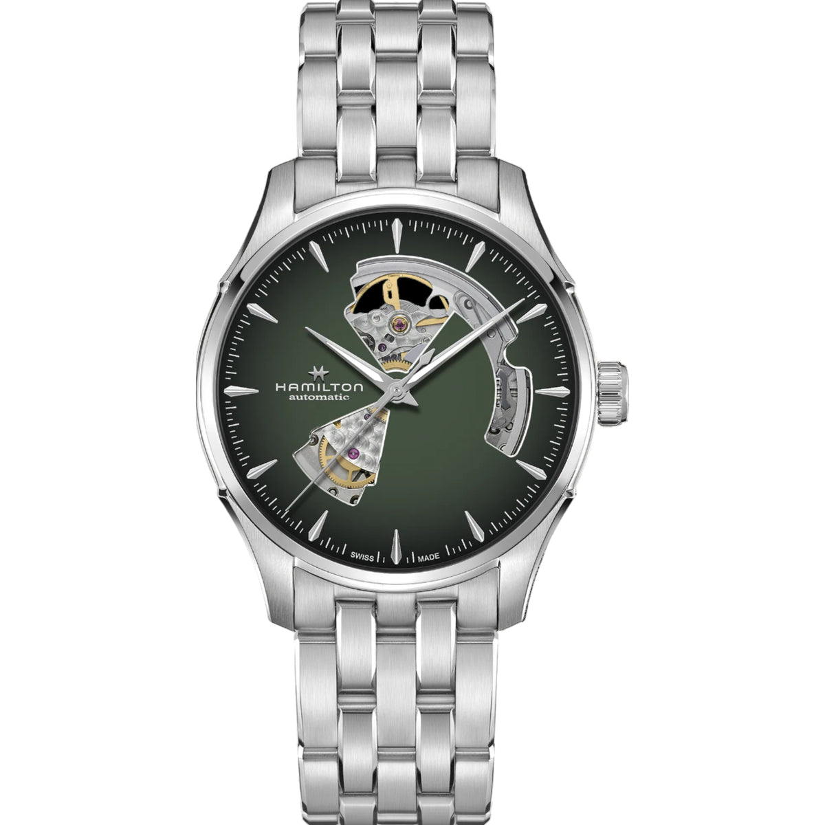 Hamilton Jazzmaster Open Heart Green Dial Steel automatic watch H32675160 front view
