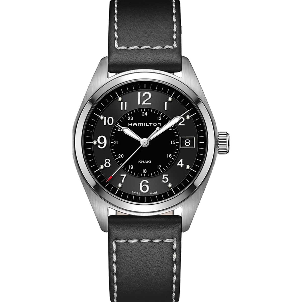 Hamilton Khaki Field Quartz Black Dial Leather Strap Men’s Watch H68551733