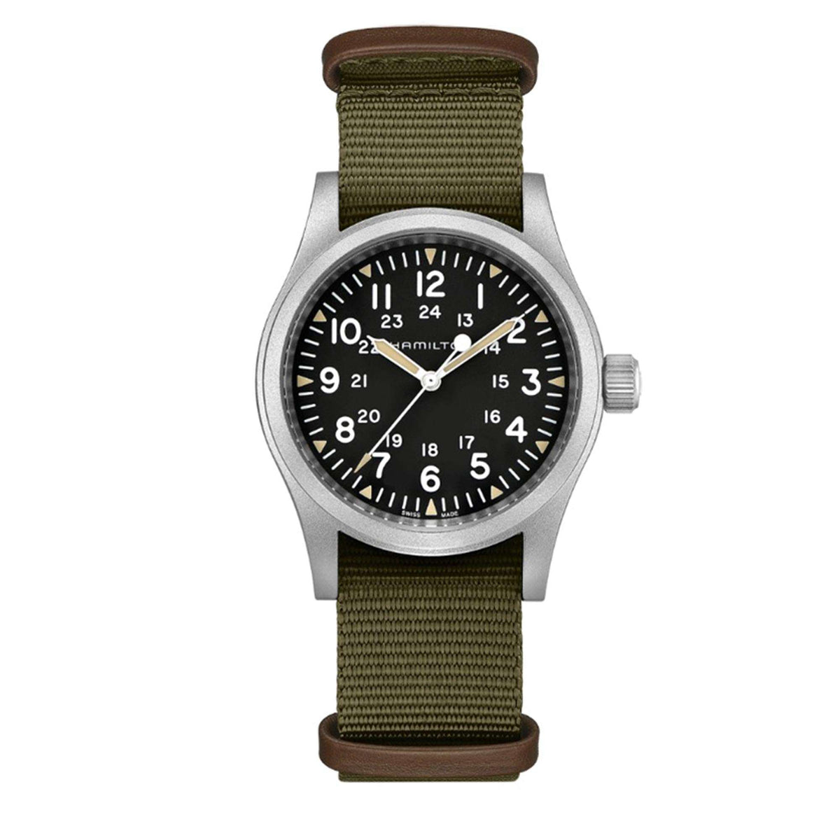 Hamilton Khaki Field Officer Mechanical Grey NATO Strap Men’s Watch H69429931 - WatchNation