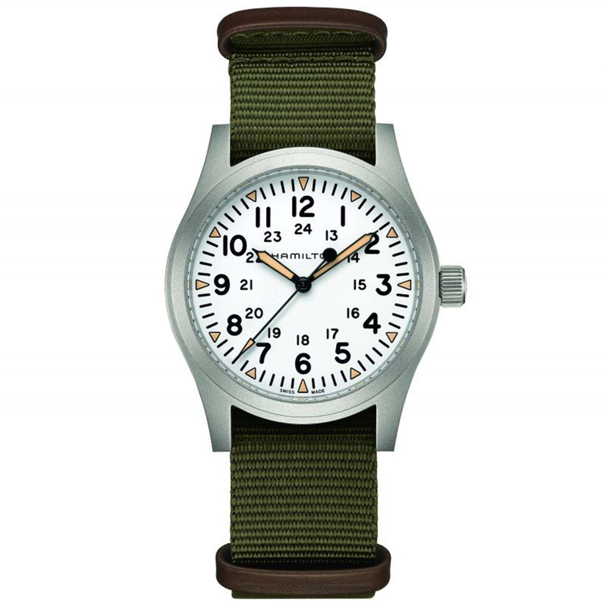 Hamilton Khaki Field Mechanical white Dial NATO Strap Men's Watch H69529913 front view
