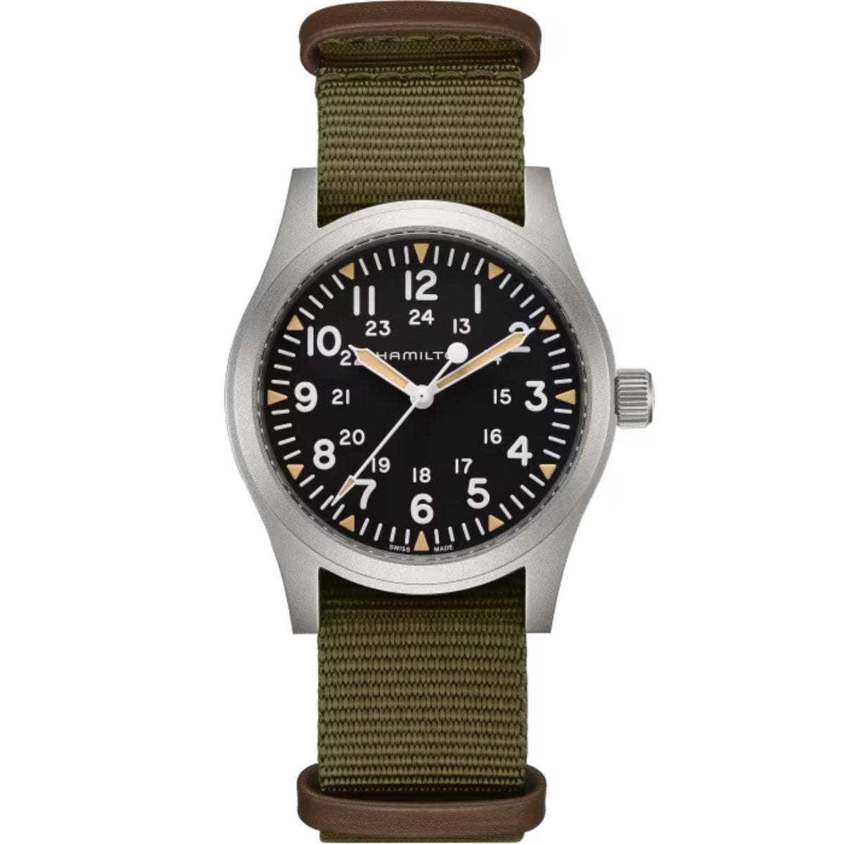 Hamilton Khaki Field 42mm Black Dial NATO Mechanical watch H69529933 front view
